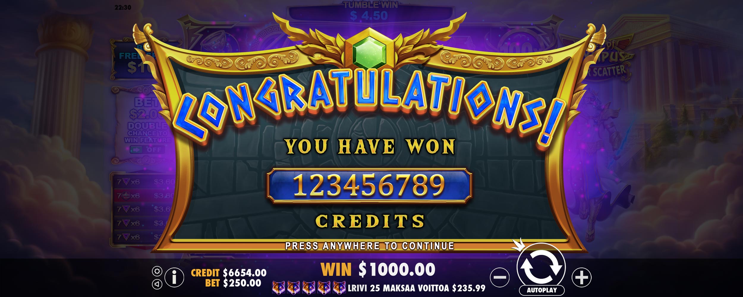 Gates of Olympus Super Scatter - screenshot with slot description 2